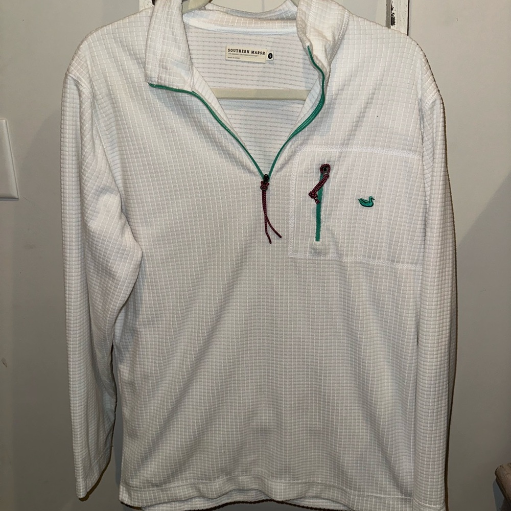 Southern Marsh White Pullover with Green Accents